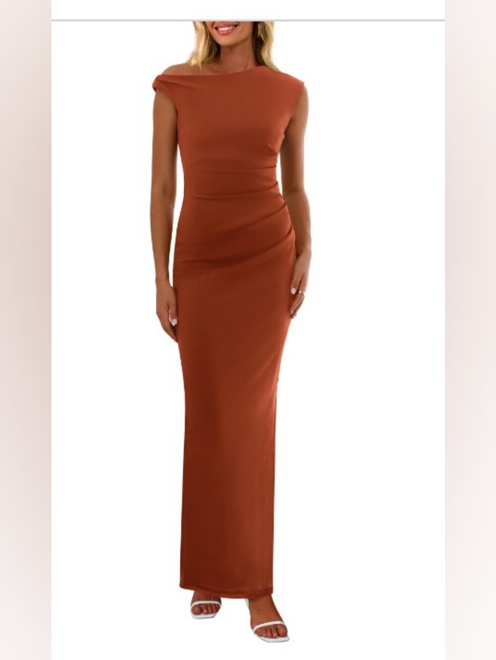 Elegant Off-the-Shoulder Ruched Maxi Dress – New with Tags! XXL size